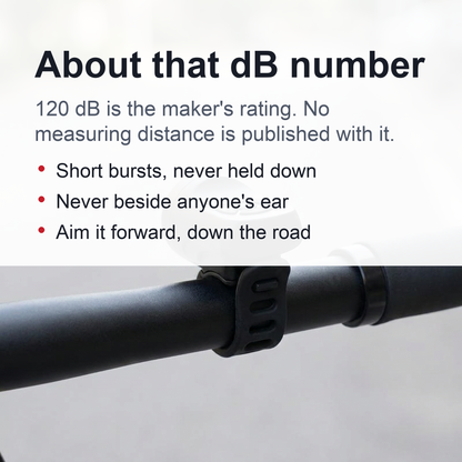 120DB Bike Horn Alarm - USB Rechargeable Electronic Bicycle Bell for Cycling Safety and Loud Road Warning Alerts
