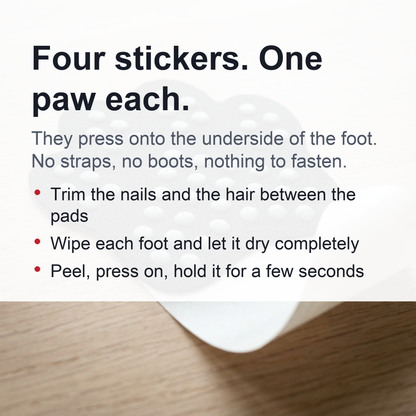 Disposable Dog Paw Pads - Self-Adhesive Rubber-Tread Stickers, Set of 4 in Black, Pink or Blue