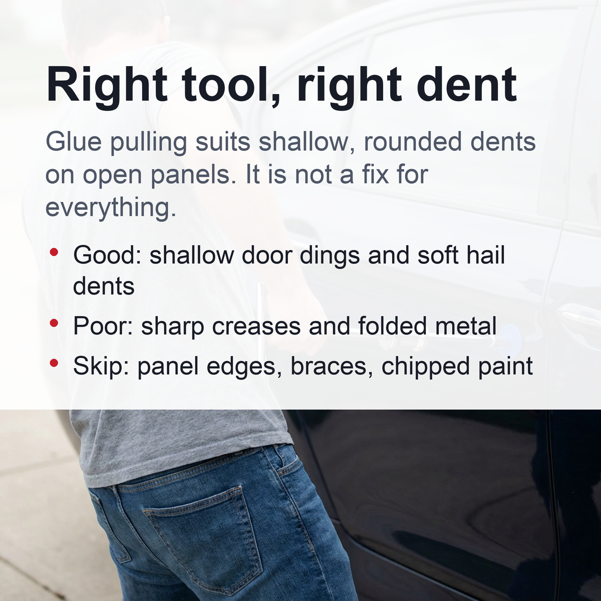 Paintless Dent Puller Kit - T-Bar Slide Hammer with Glue Tabs for Shallow Car Dents
