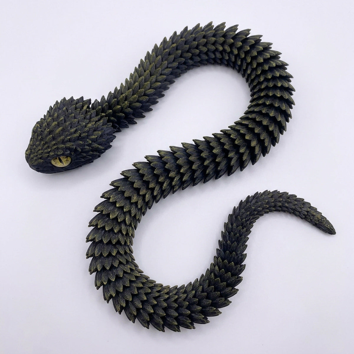 3D-Printed Articulated Snake - Posable Bush Viper Desk Fidget