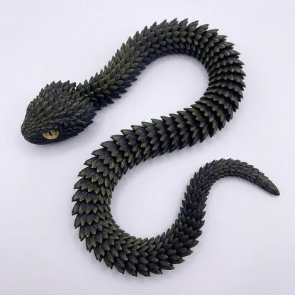 3D-Printed Articulated Snake - Posable Bush Viper Desk Fidget