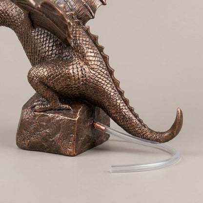 Fire-Breathing Dragon Fountain Statue – Bronze-Finish Resin Garden Sculpture