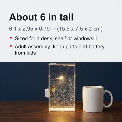 Snowy Scene Night Lights – DIY Christmas Street Lamp with Flowing Snow Effect for Magical Holiday Desktop Décor