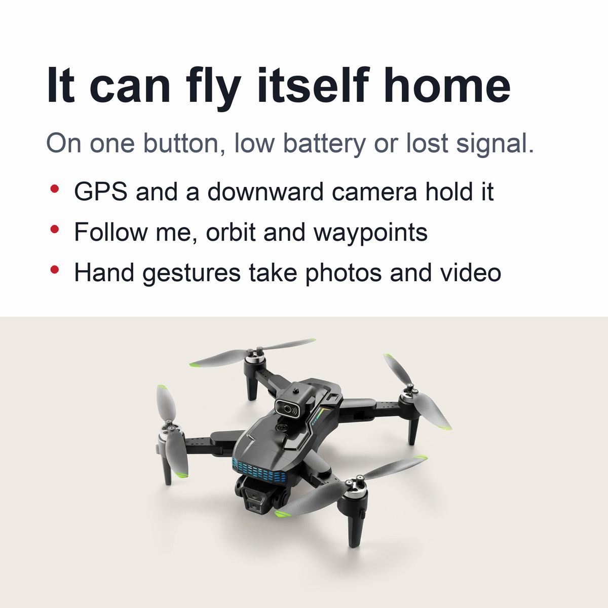 GPS Drone with Camera – Foldable Long-Range Quadcopter with Follow-Me and Gesture Control