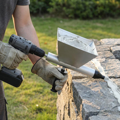 Mortar Grout Gun for Electric Drill – Caulking Gun Applicator with Steel Hopper & 4 Nozzles