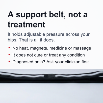 Sacroiliac Hip Support Belt - Adjustable Compression Belt for the Hips and Lower Back, One Size, Black