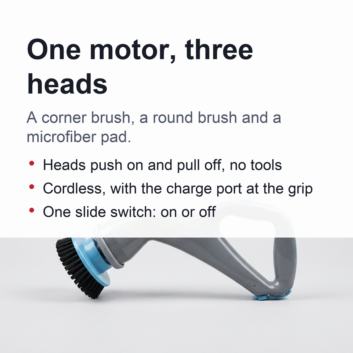Cordless Electric Spin Scrubber — Handheld Power Cleaning Brush with Three Interchangeable Heads