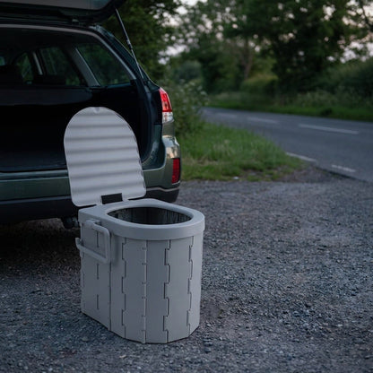 Portable Folding Camping Toilet Seat – Travel Bucket Toilet with Lid for Car Trips, Emergency Outdoor Camping Toilet for Hiking, Fishing and Road Travel