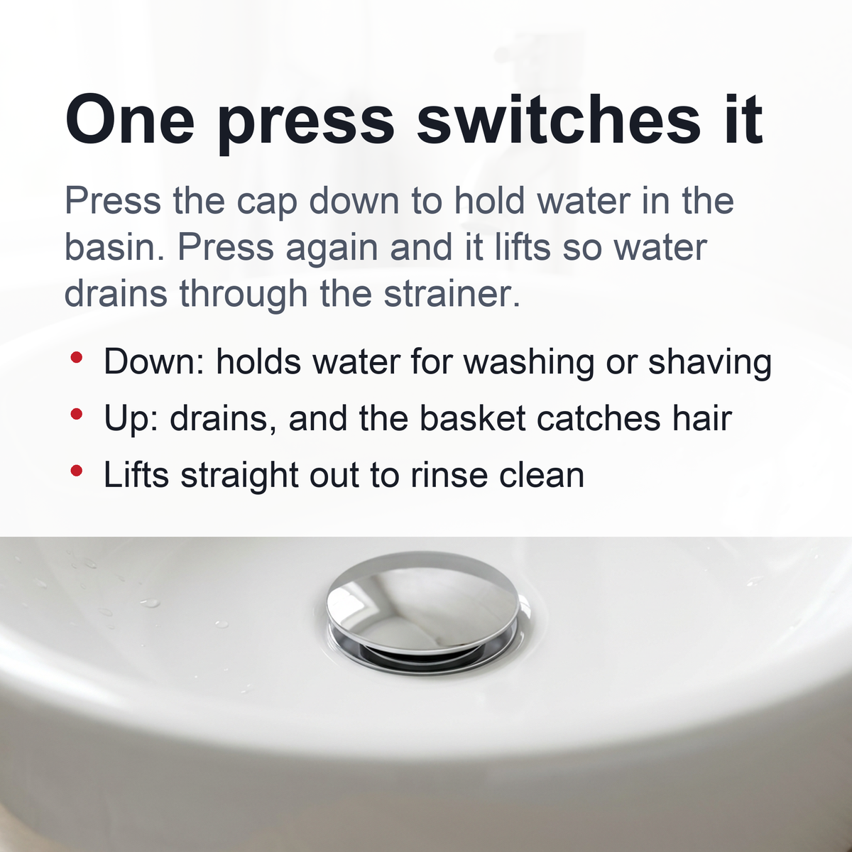 Universal Wash Basin Pop-Up Drain Filter - 2 in 1 Stopper and Filter