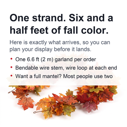 Autumn Maple Leaf Garland – 6.6 ft Artificial Fall Vine for Mantel, Staircase and Thanksgiving Table