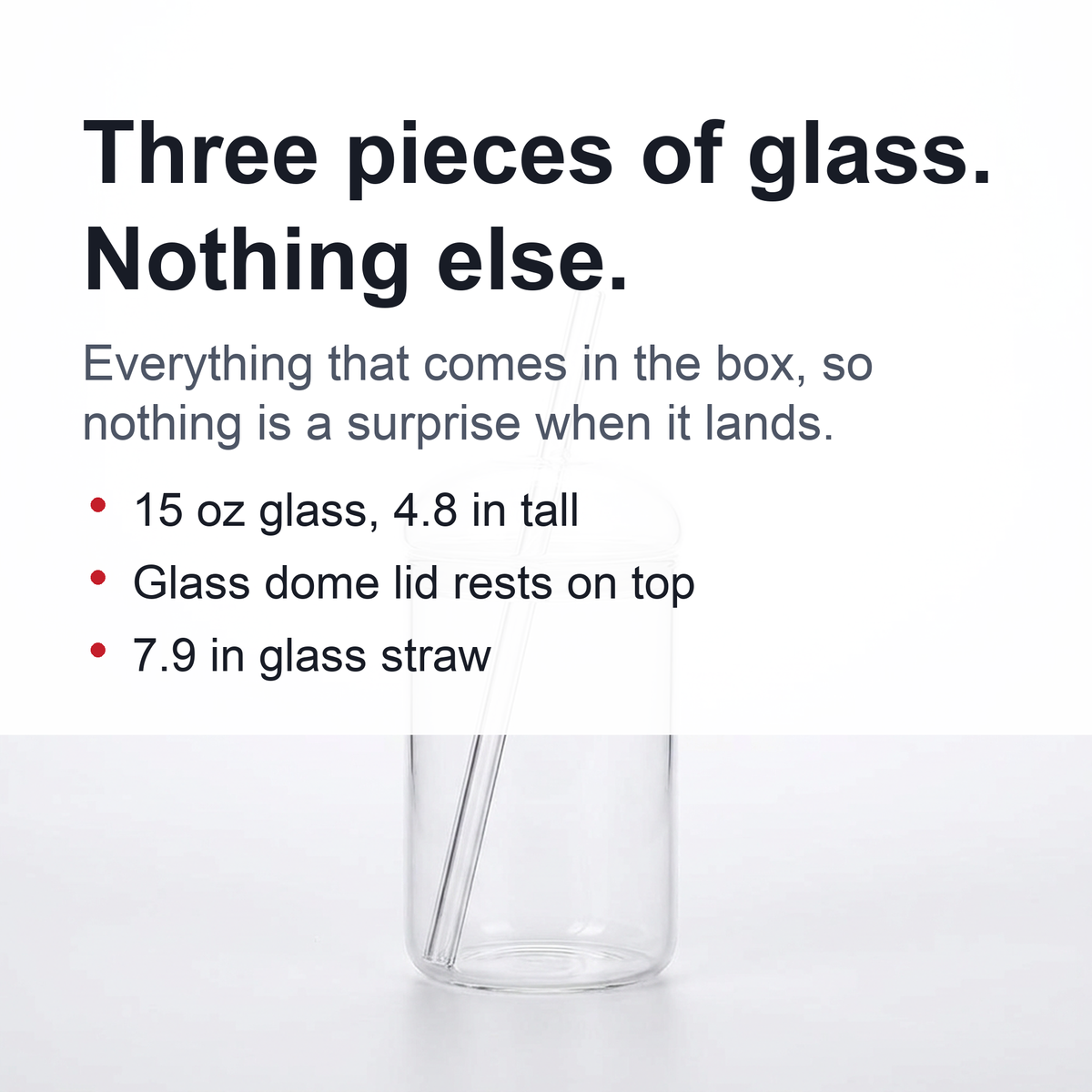 Glass Cup with Lid and Glass Straw – 15 oz Reusable Clear Tumbler for Iced Coffee & Cold Drinks