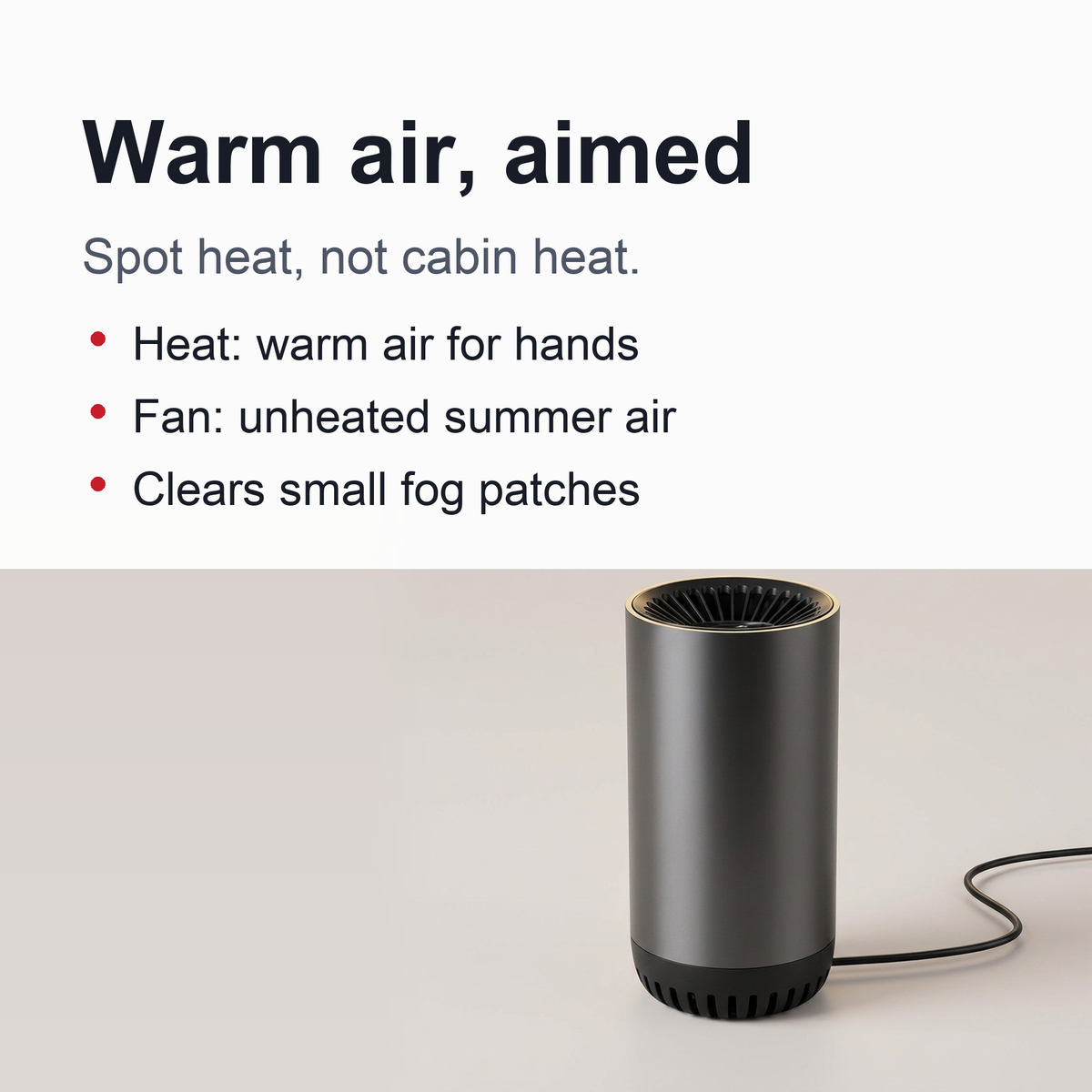 Portable Car Heater & Defroster - 12V Plug-In Cup Holder Heater and Fan with Suction Mount