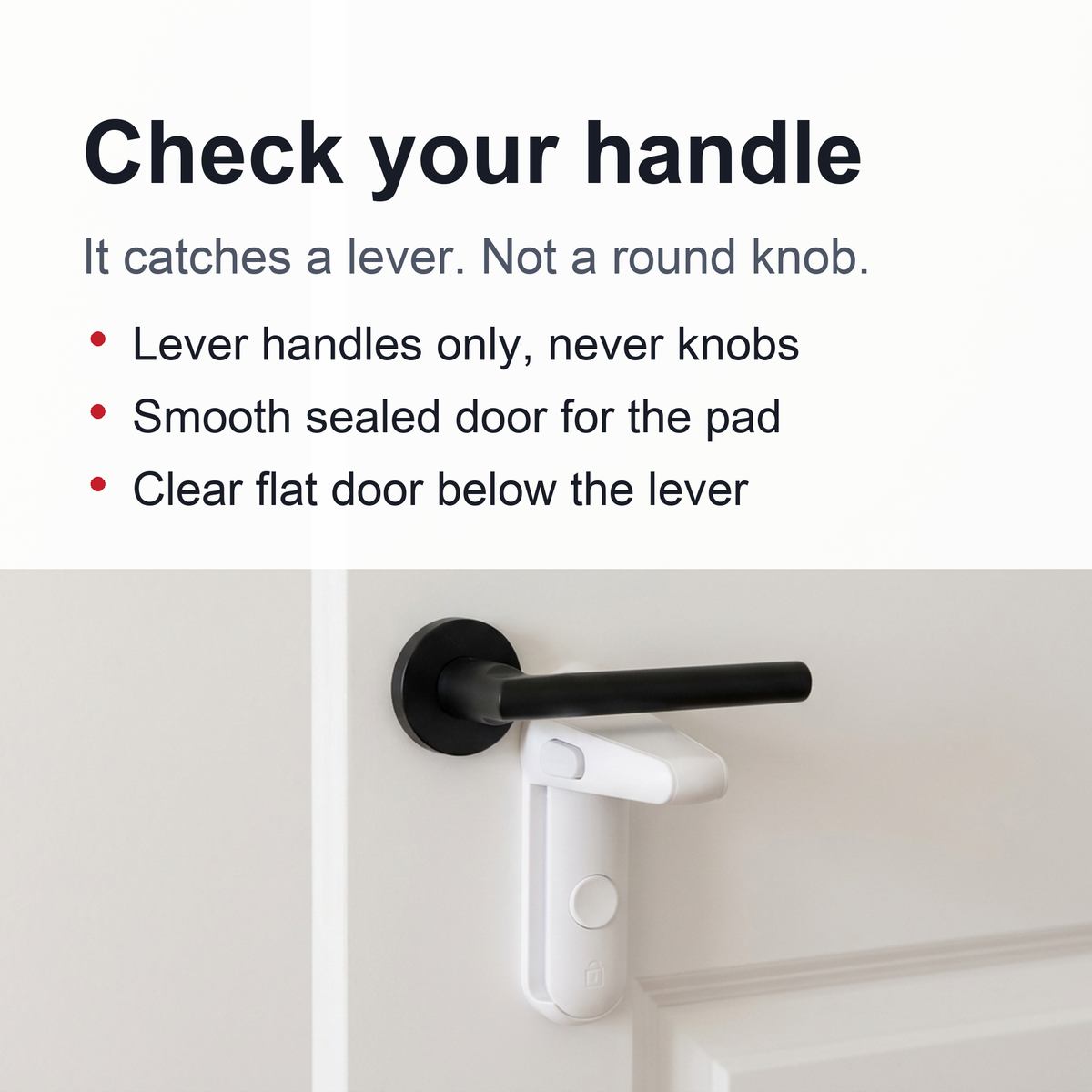 Childproof Door Lever Lock – Baby Safety Door Handle Lock for Toddlers and Pets, Adhesive Mount, Single Lock