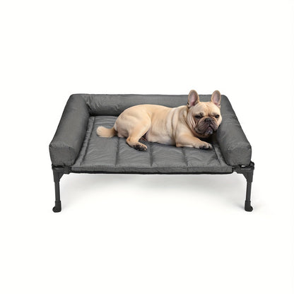 Raised Breathable Cooling Elevated Dog Bed with Pillow-Top – Mesh Bolster Pet Cot for Indoor/Outdoor Summer Comfort & Joint Support