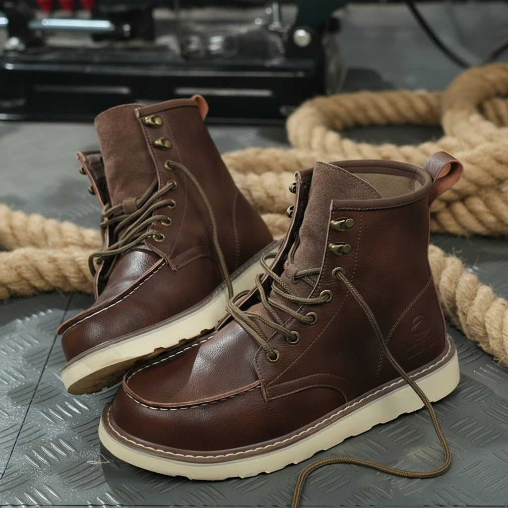 Men’s Classic High-Top Work Boots – Anti-Smash & Anti-Pierce Safety Shoes with Retro Outdoor Design