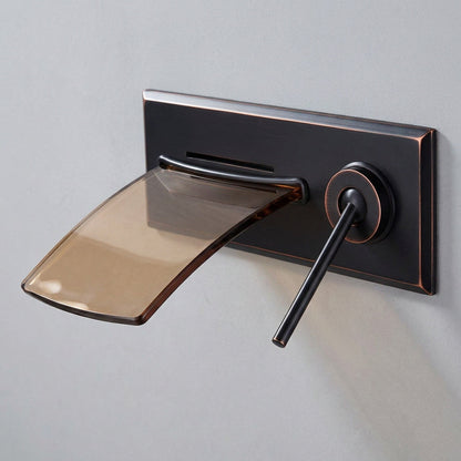 ORB Black Waterfall Faucet – Glass Spout Wall-Mounted Bathtub Mixer Tap for Modern Bathroom Aesthetics