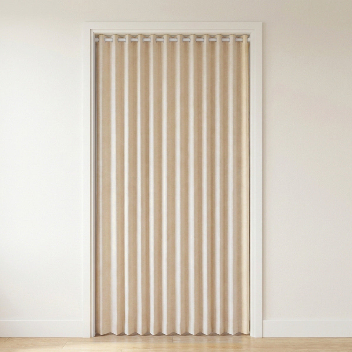 Blackout Door Curtain – Accordion Folding Room Divider Curtain for Doorways & Closets, Pleated Fabric Panel with Hooks