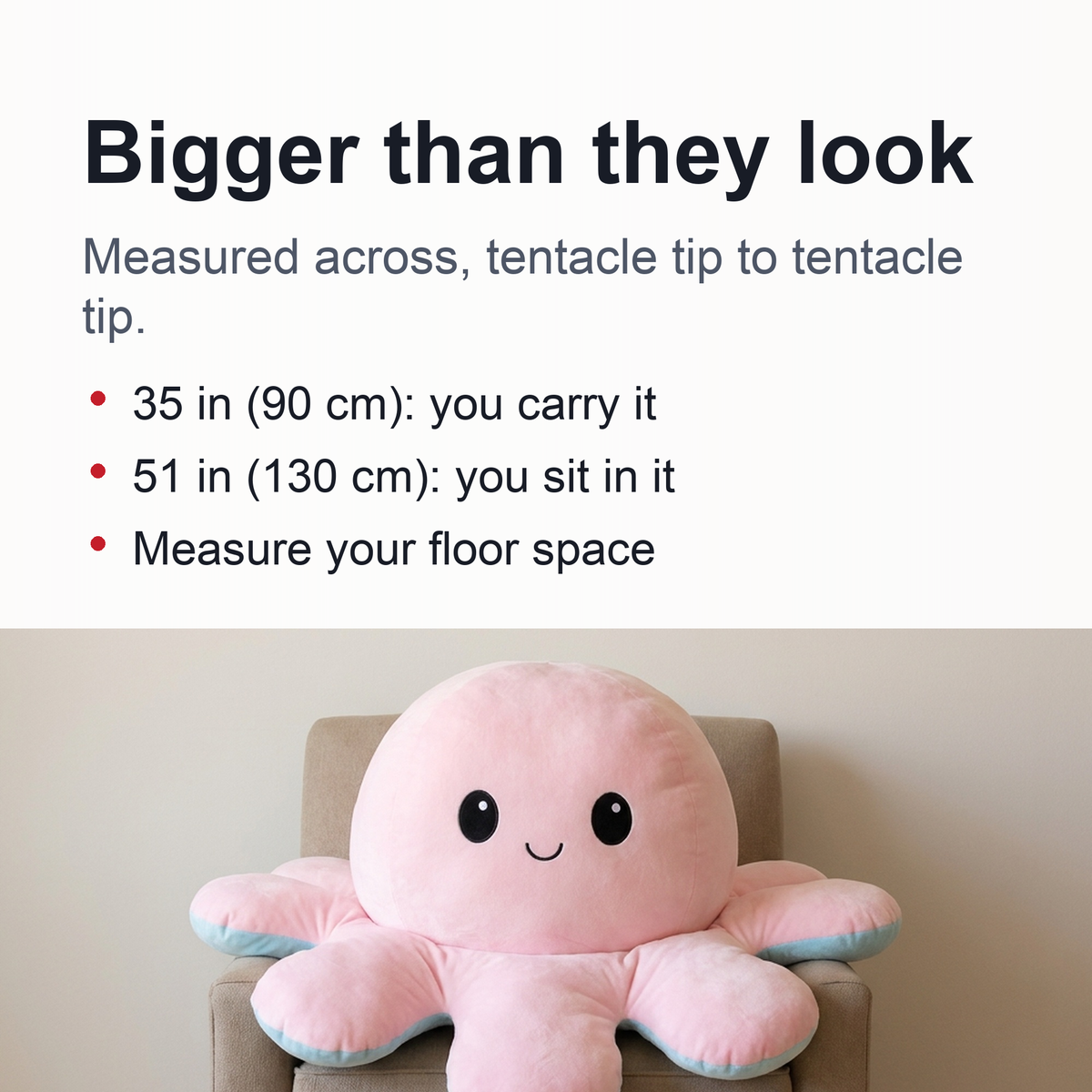 Giant Reversible Octopus Plush – Flip for a Mood Change, Perfect for Kids