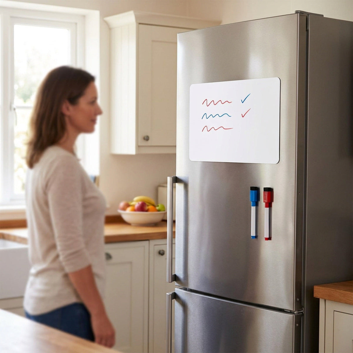 Magnetic Dry Erase Fridge Board - Flexible Whiteboard Memo Planner Sheet for Grocery Lists, Notes and Kitchen Organization