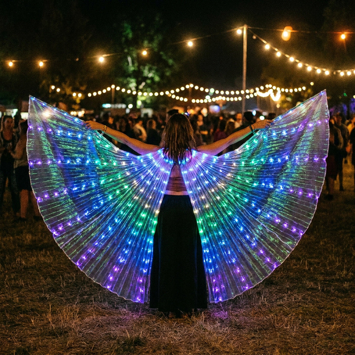 LED Isis Wings - Light-Up Costume Butterfly Wings with Telescopic Rods, 7 Colors, Adult & Child Sizes