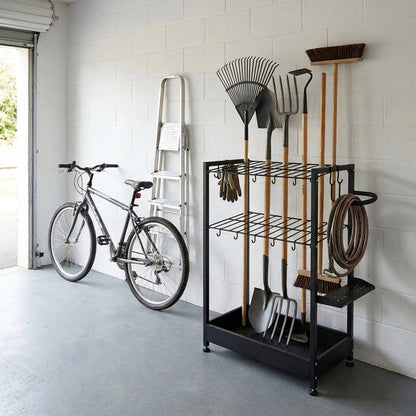 Heavy-Duty Black Metal Garden Rack – Strong Storage Organizer for Tools, Hoses & Supplies, Keeping Outdoor Spaces Clutter-Free