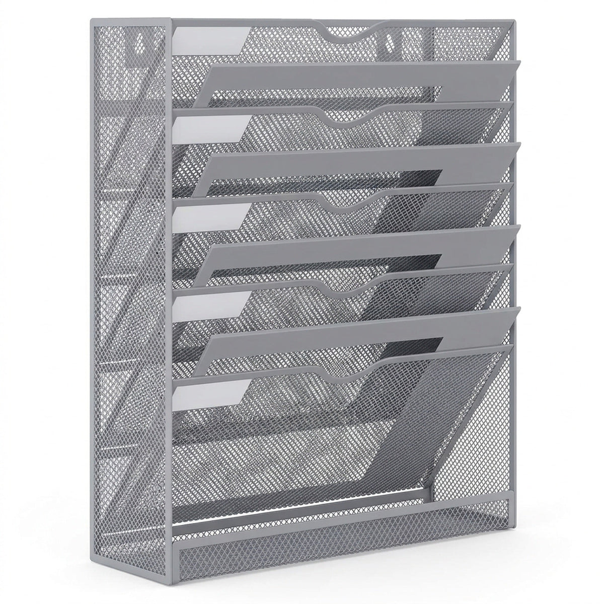 Mesh File Organizer - 5-Tier Steel Desktop and Wall Mount Document Holder for Letters, Mail and Files
