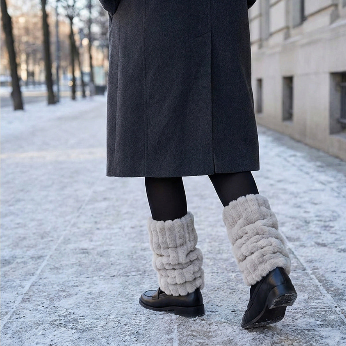 Faux Fur Leg Warmers for Women – Thick Imitation Mink Plush, Mid-Length
