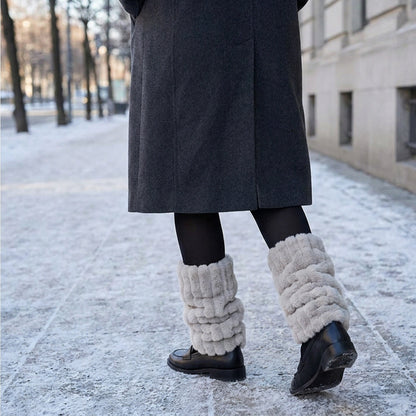 Faux Fur Leg Warmers for Women – Thick Imitation Mink Plush, Mid-Length