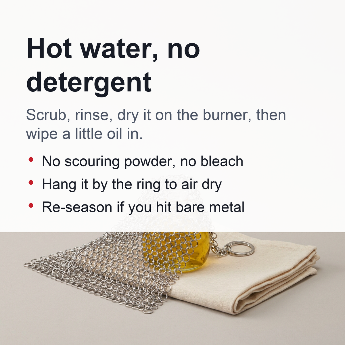 Chainmail Scrubber for Cast Iron and Carbon Steel Pans