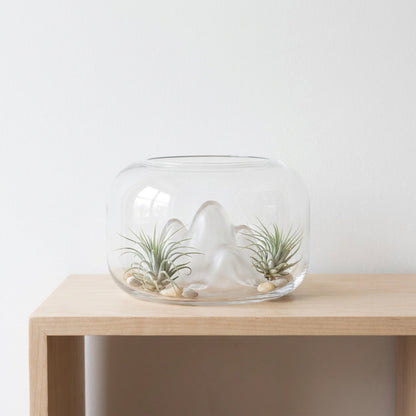 Snow Mountain Glass Bowl – Decorative Tabletop Centerpiece with a Frosted Glass Peak