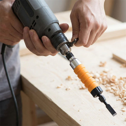 Power Wood Carving Tool – Drill-Powered Chisel Carver with Flexible Shaft, 5 Blades and Wrench (Drill Not Included)