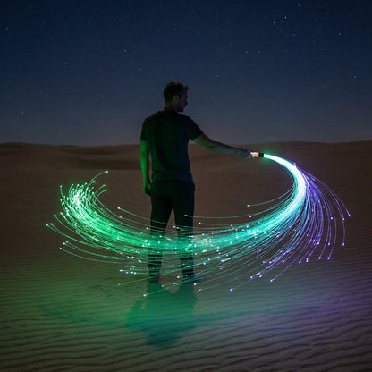 LED Rechargeable Light Whip - Fiber Optic Glowing Light Whips for Dancing