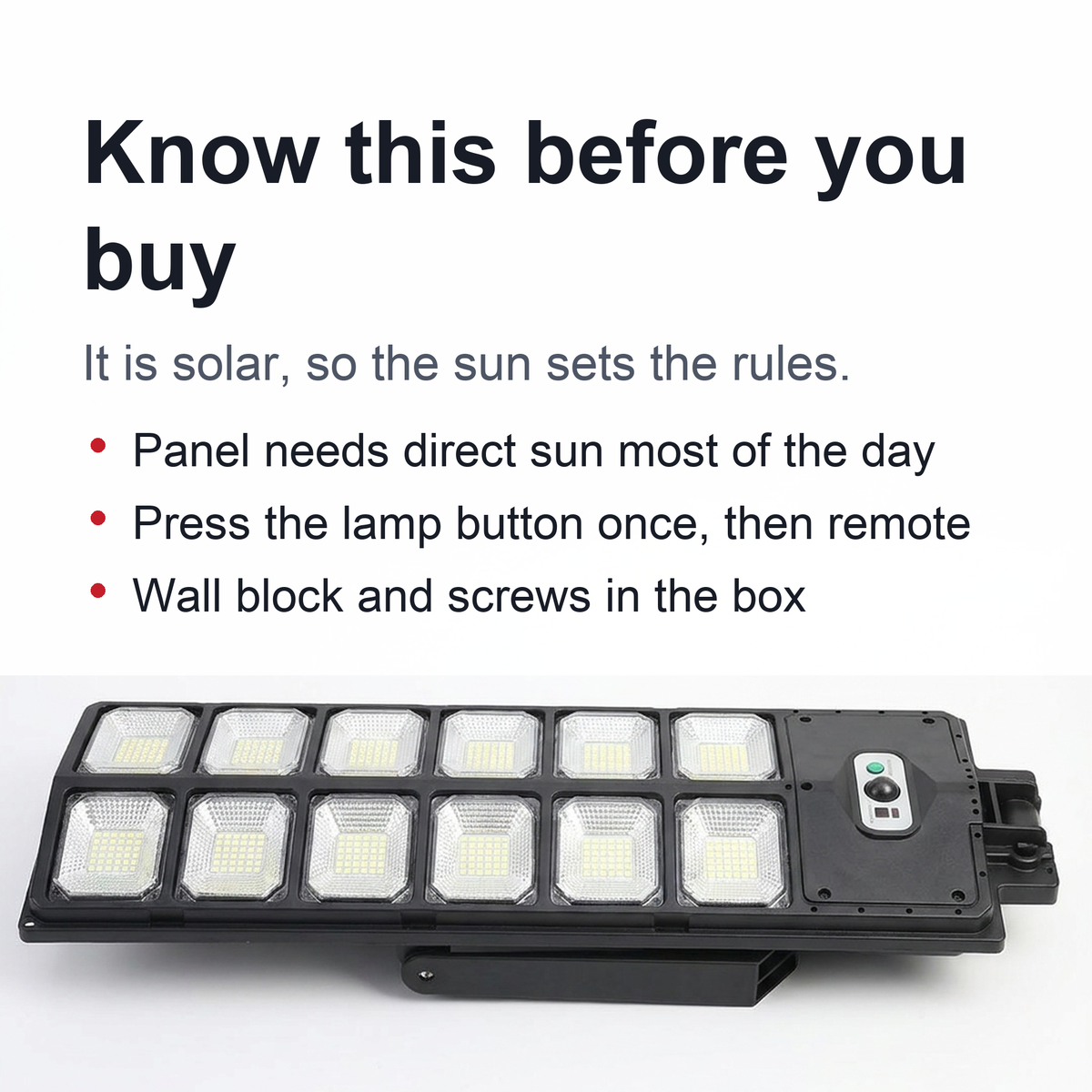 504-LED Solar Motion Sensor Light – Remote Control, 3 Lighting Modes + SOS Flash, Fold-Out Wall Bracket, Cool White