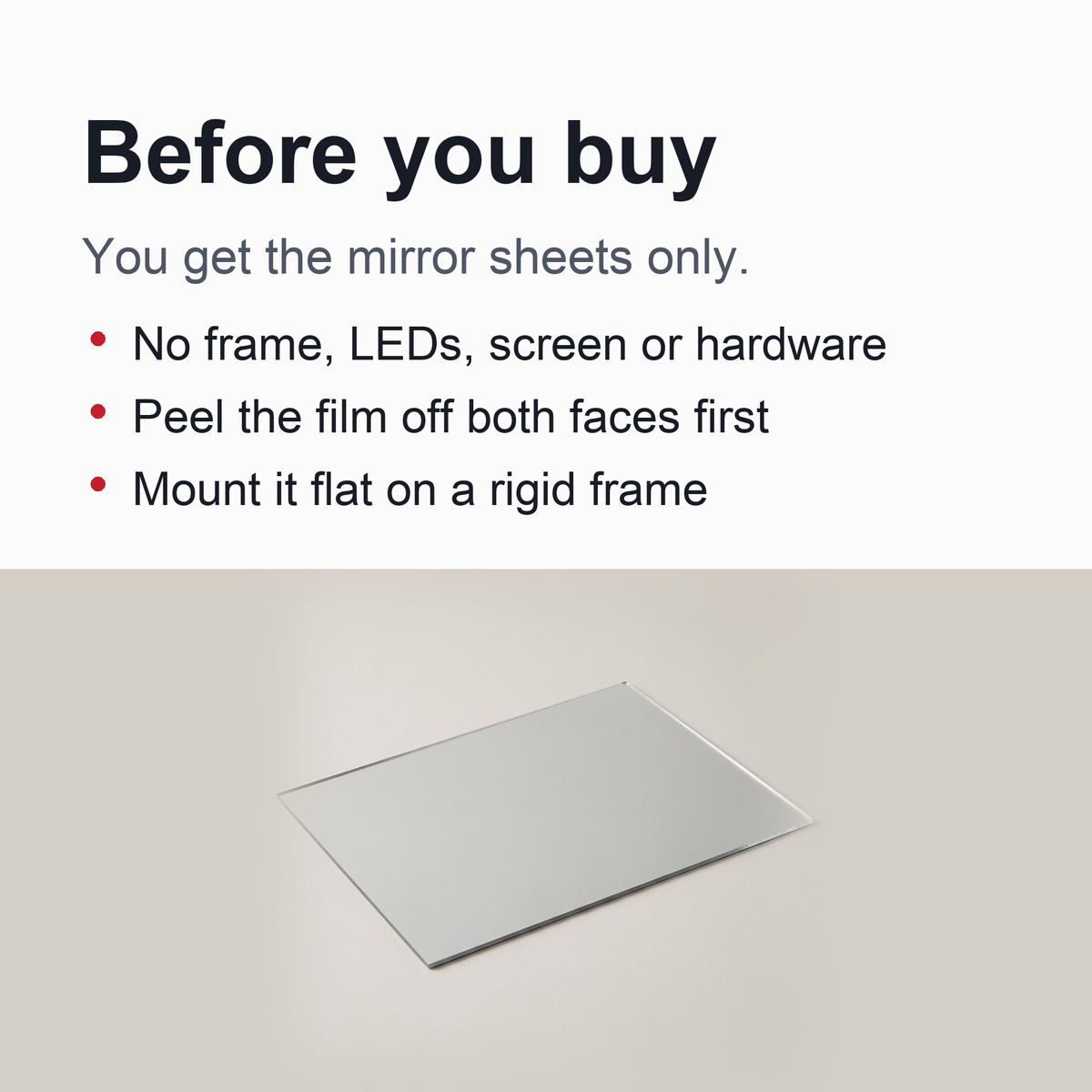 Two Way Mirror Acrylic Sheet – One Way Mirror Panel for Infinity & Smart Mirror Projects