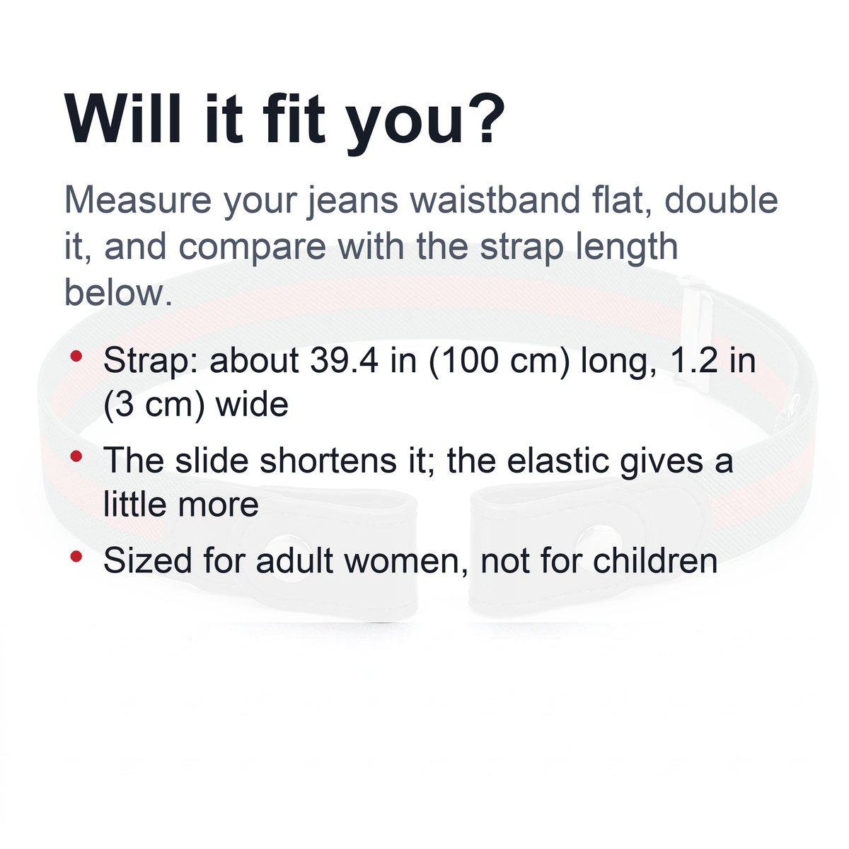 Buckle-Free Stretch Belt for Women - Flat Elastic Waist Belt with Snap Tabs, No Buckle Bulge