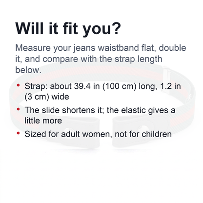 Buckle-Free Stretch Belt for Women - Flat Elastic Waist Belt with Snap Tabs, No Buckle Bulge