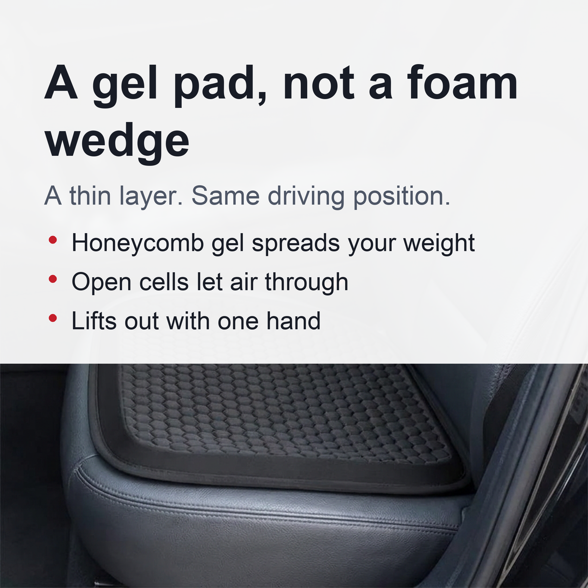 Universal and Multifunctional Car Seat Cushion - Breathable Cool Gel Seat Cushion, Provides Pressure Relief for Back and Tailbone Pain.