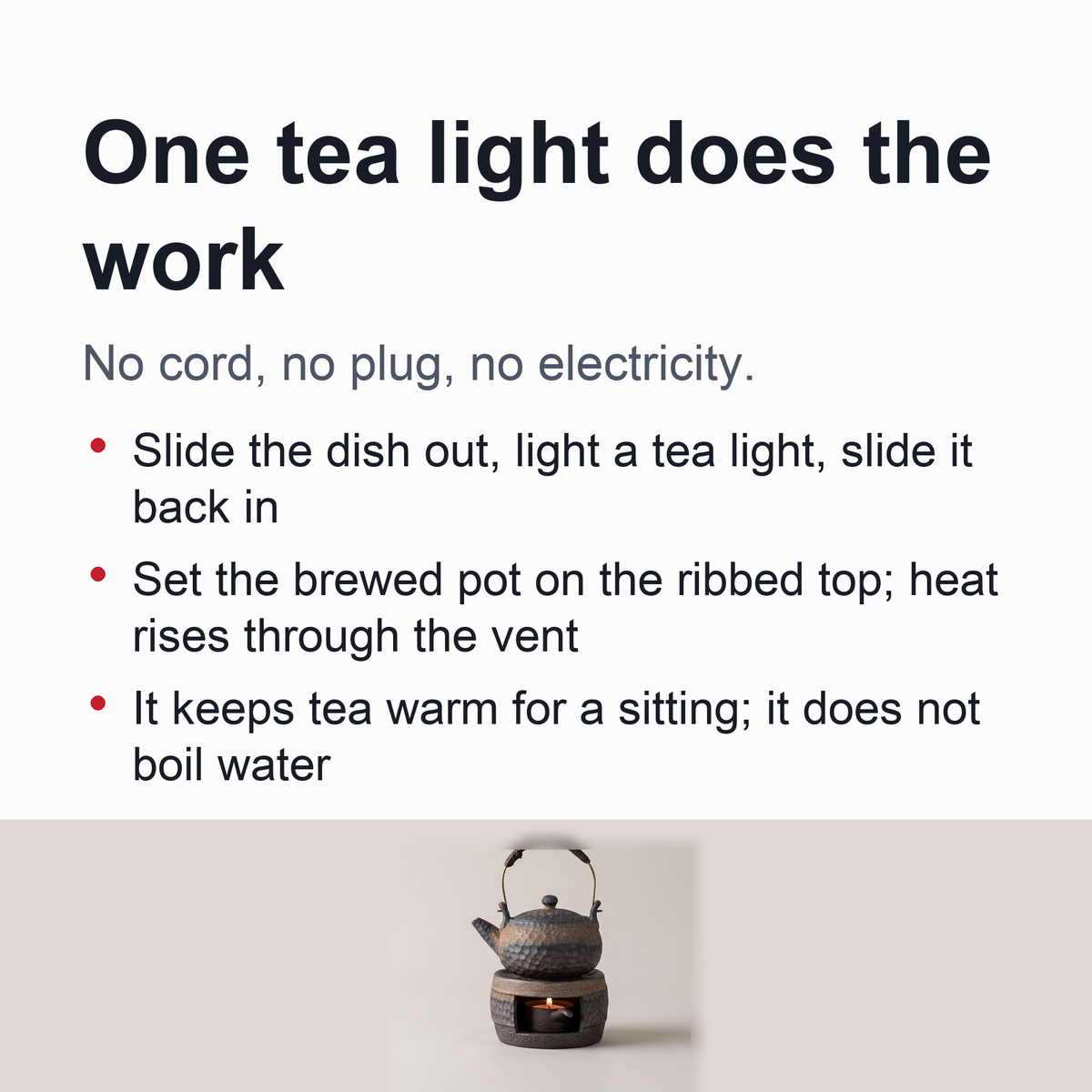 Ceramic Tea Stove & Teapot Warmer Set – Hammered Stoneware, Tea-Light Heated