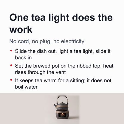 Ceramic Tea Stove & Teapot Warmer Set – Hammered Stoneware, Tea-Light Heated