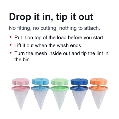 Floating Lint & Pet Hair Catcher for Top-Load Washing Machines – Reusable Mesh Bag Float