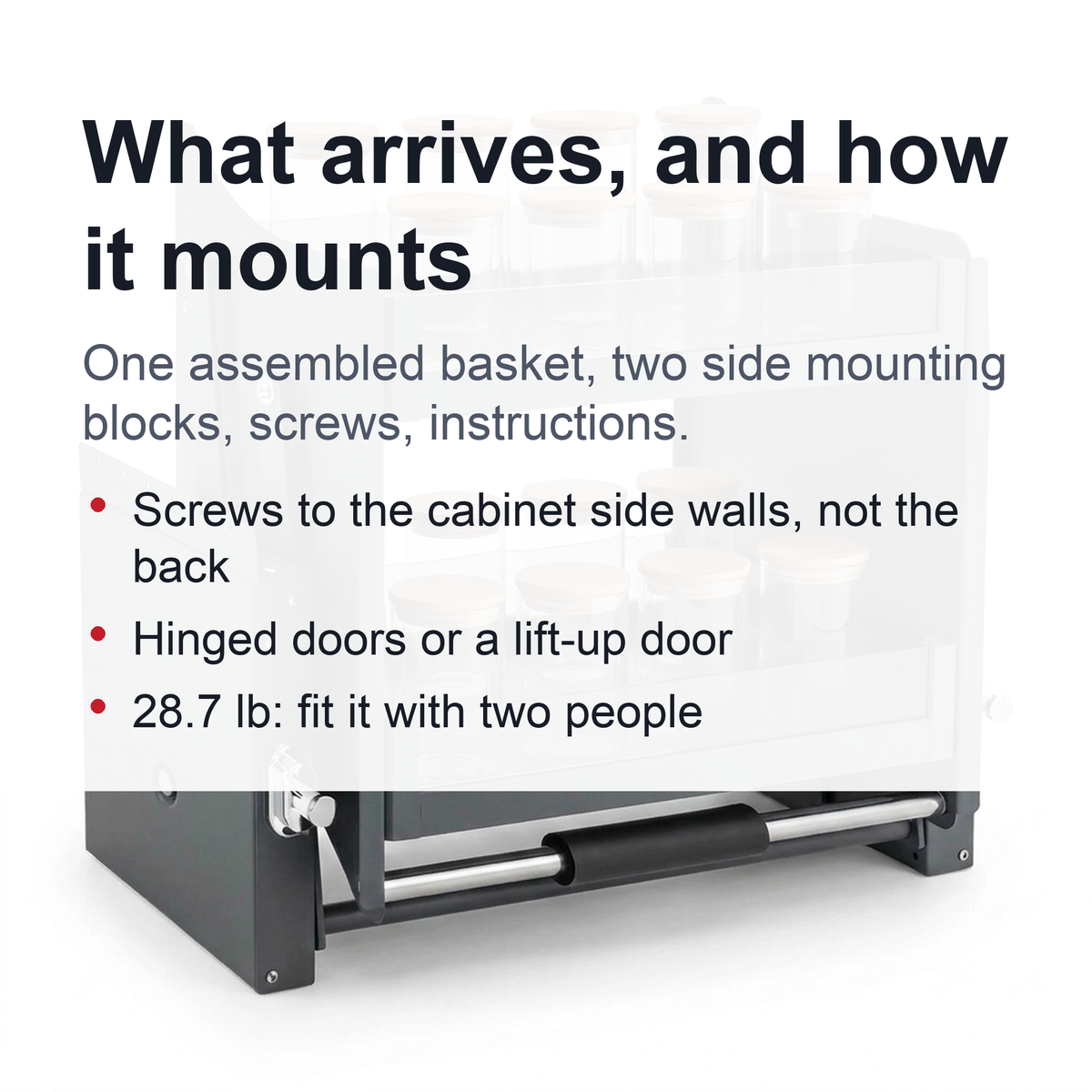 Pull-Down Cabinet Shelf – 2-Tier Lift-Down Basket for 24 in Upper Cabinets