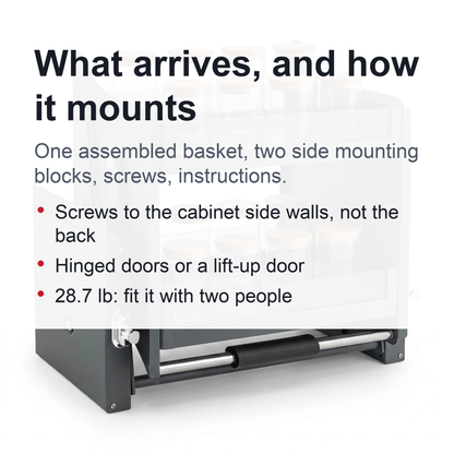 Pull-Down Cabinet Shelf – 2-Tier Lift-Down Basket for 24 in Upper Cabinets