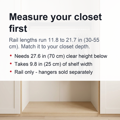 Top-Mount Pull-Out Wardrobe Hanger Rail – Extendable Adjustable Closet Rod for Hanging Clothes, Trouser Organization, Maximizing Wardrobe Space Neatly and Efficiently