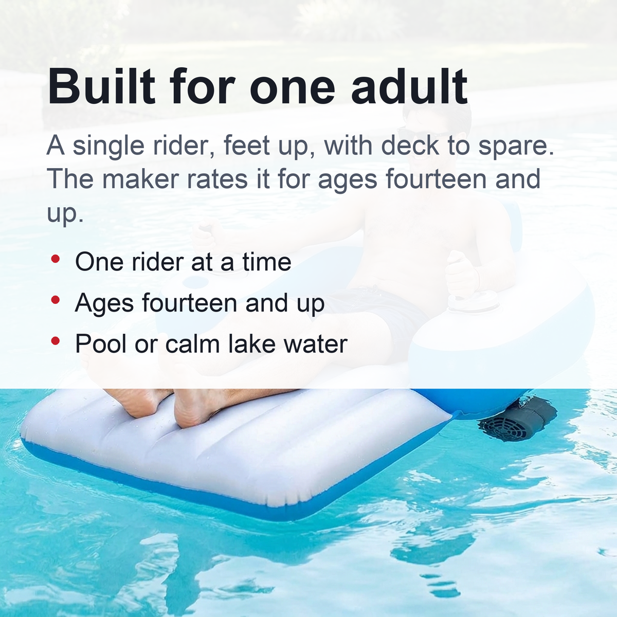 Motorized Pool Lounger - Inflatable Ride-On Water Float with Twin Electric Motors and Joystick Steering