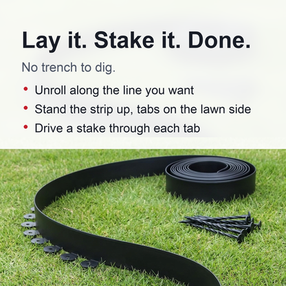 Lawn Edging Boarder Plastic – Easy-to-Install Landscape Edging Solution that Adds Long-Lasting Beauty to Lawns & Flowerbeds