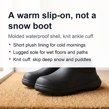 Winter Non-Slip Waterproof Shoes – Fur-Lined, Oil-Resistant Footwear for Chefs, Gardeners, & More