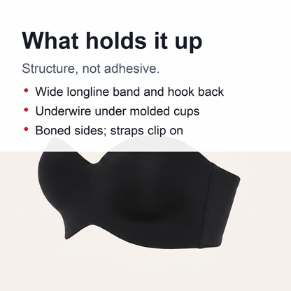 Invisible Strapless Lifting Bra – Soft Push-Up with Removable Straps for Seamless Support & Natural Shape