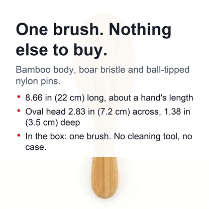Natural Boar Bristle Hair Brush – Bamboo Handle Anti-Static Detangling Comb for Silky Smooth Hair and Scalp Massage