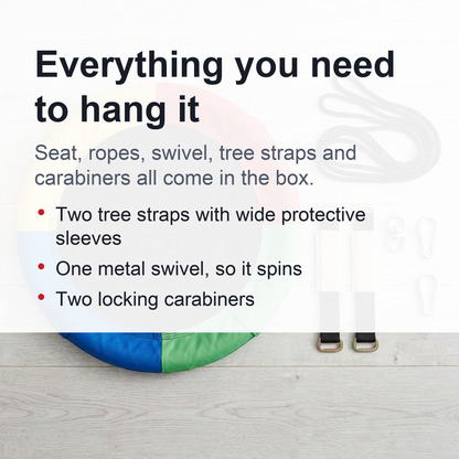 43-Inch Saucer Tree Swing for Kids – 360° Rotating Waterproof Nest Hammock Seat, Tree Straps and Swivel Included