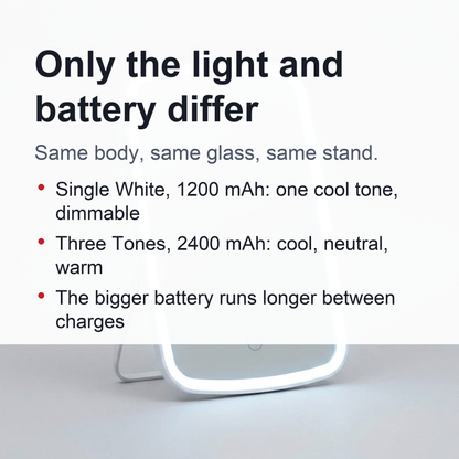 Touch-Sensitive Portable Makeup Mirror - With LED Brightness, Adjustable and USB Rechargeable